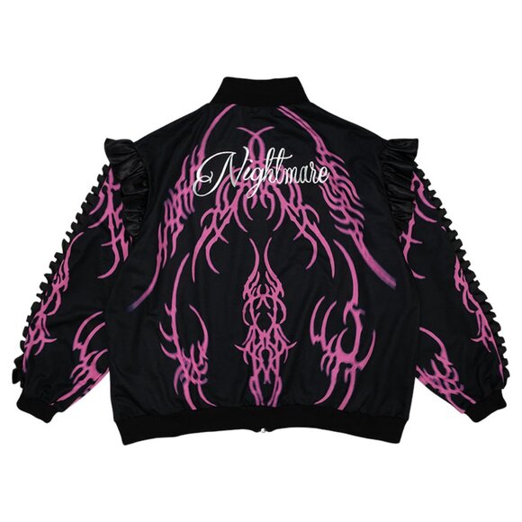 ACDC RAG - Nightmare Studded Bunny Ruffle Black Oversized Jacket - Picture 2 of 10